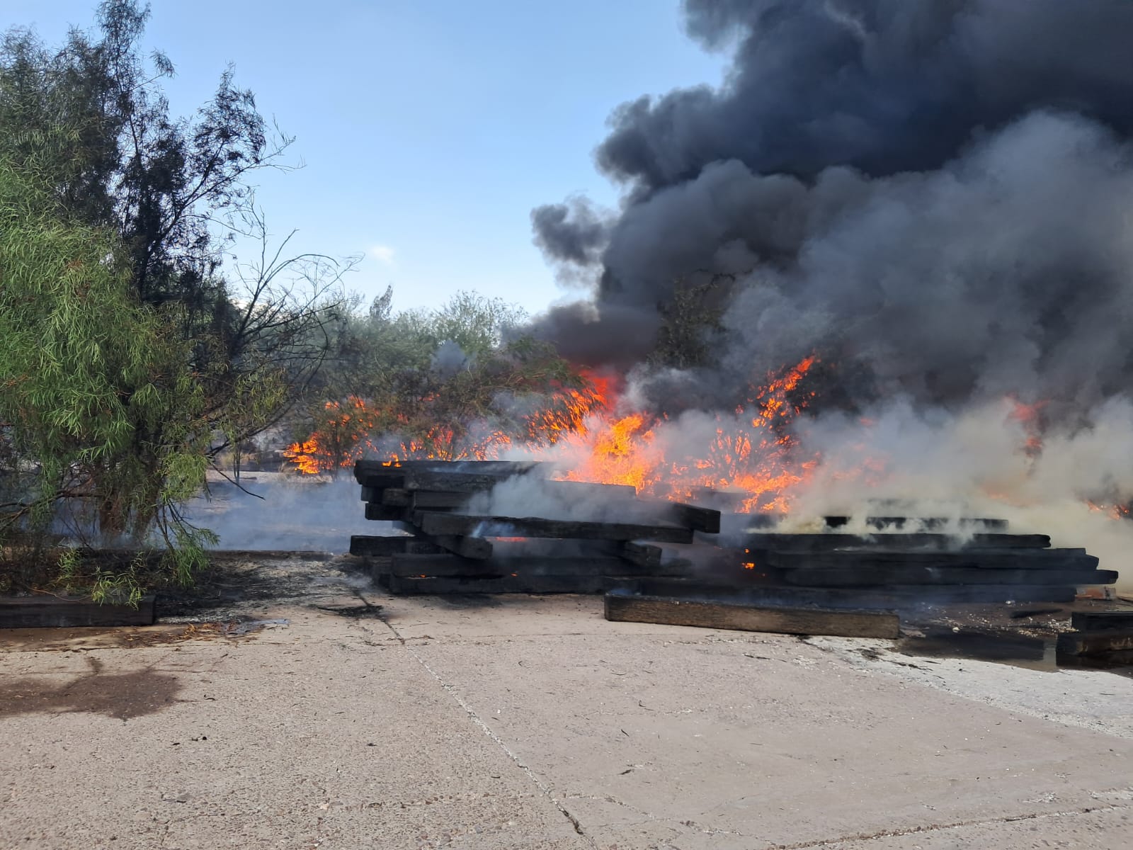 Controlan incendio en patios de Ferromex en Torreón