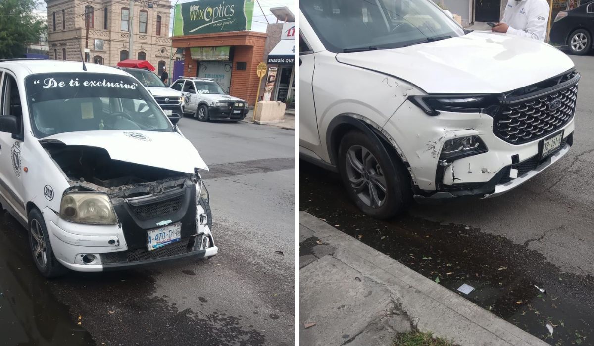 Taxi se pasa un rojo y se impacta contra una camioneta último modelo en Gómez Palacio