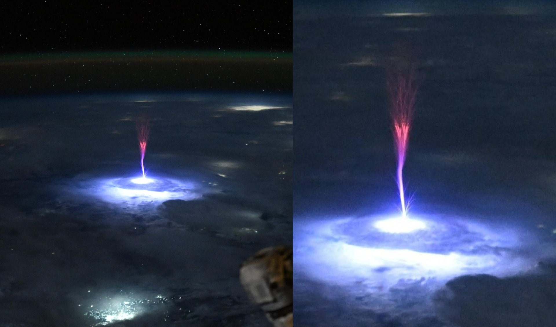 Columna de luces rojas sobre México (@Astro_Ayers)