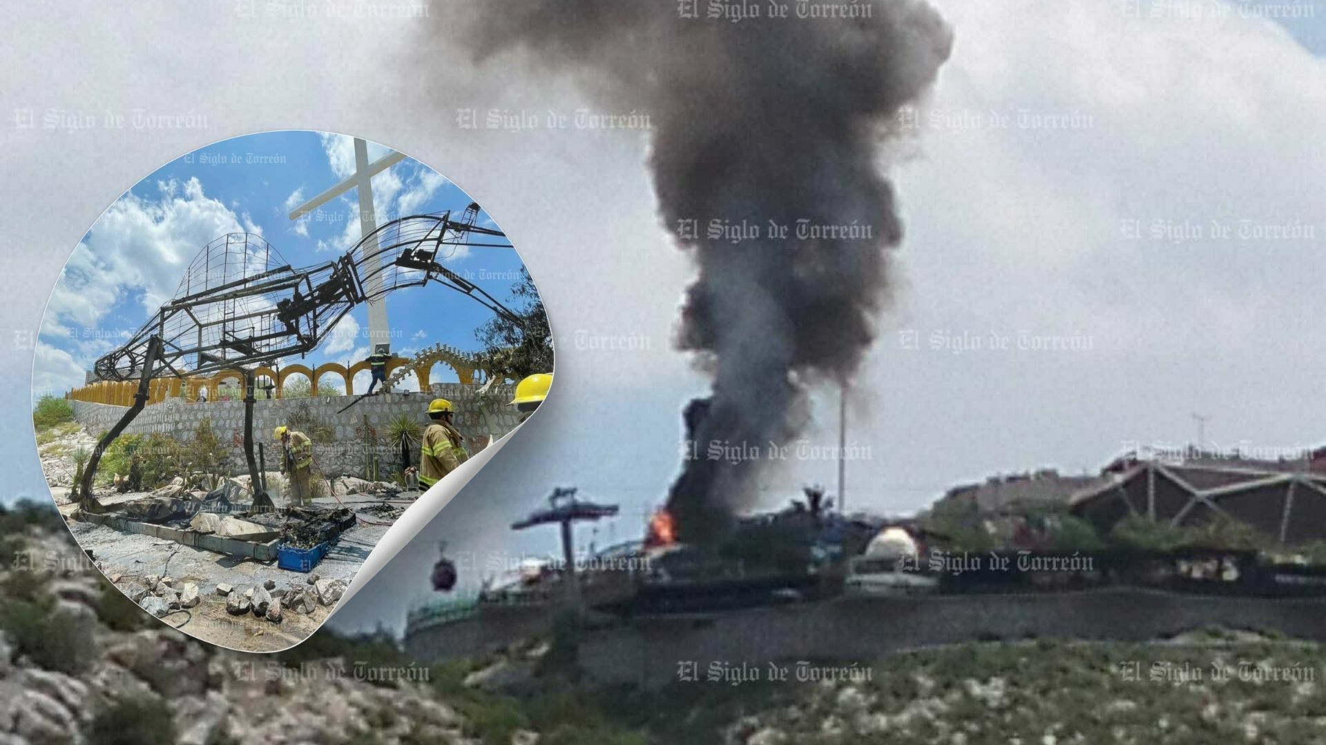 Se incendia dinosaurio animatrónico en el Cerro de las Noas