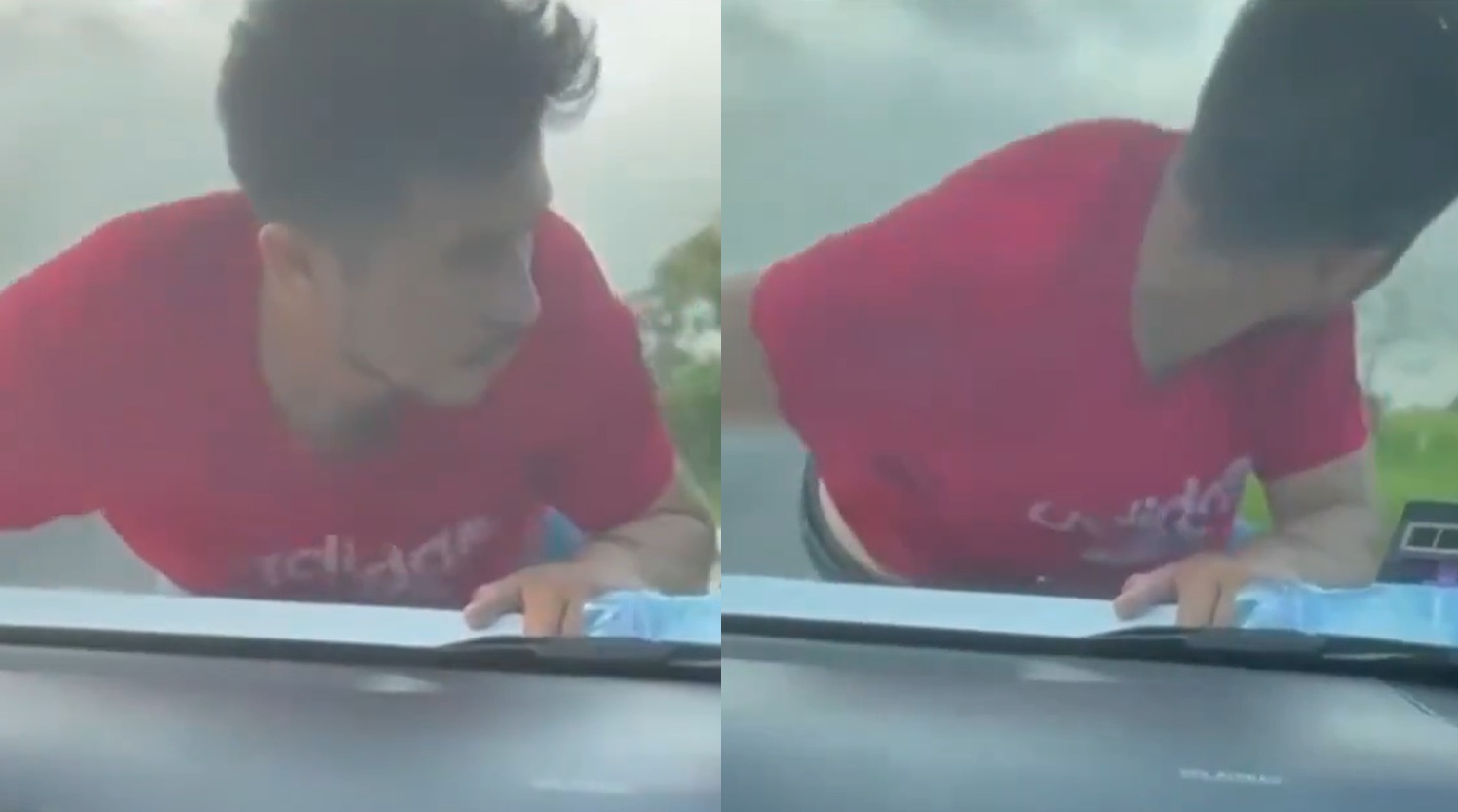 Joven colgando de carro en Veracruz.