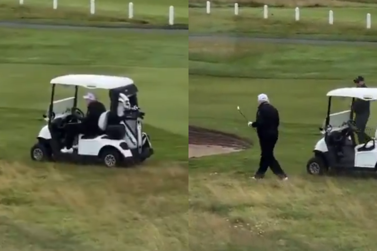 Acusan a Trump de hacer trampa en un partido de golf en Escocia