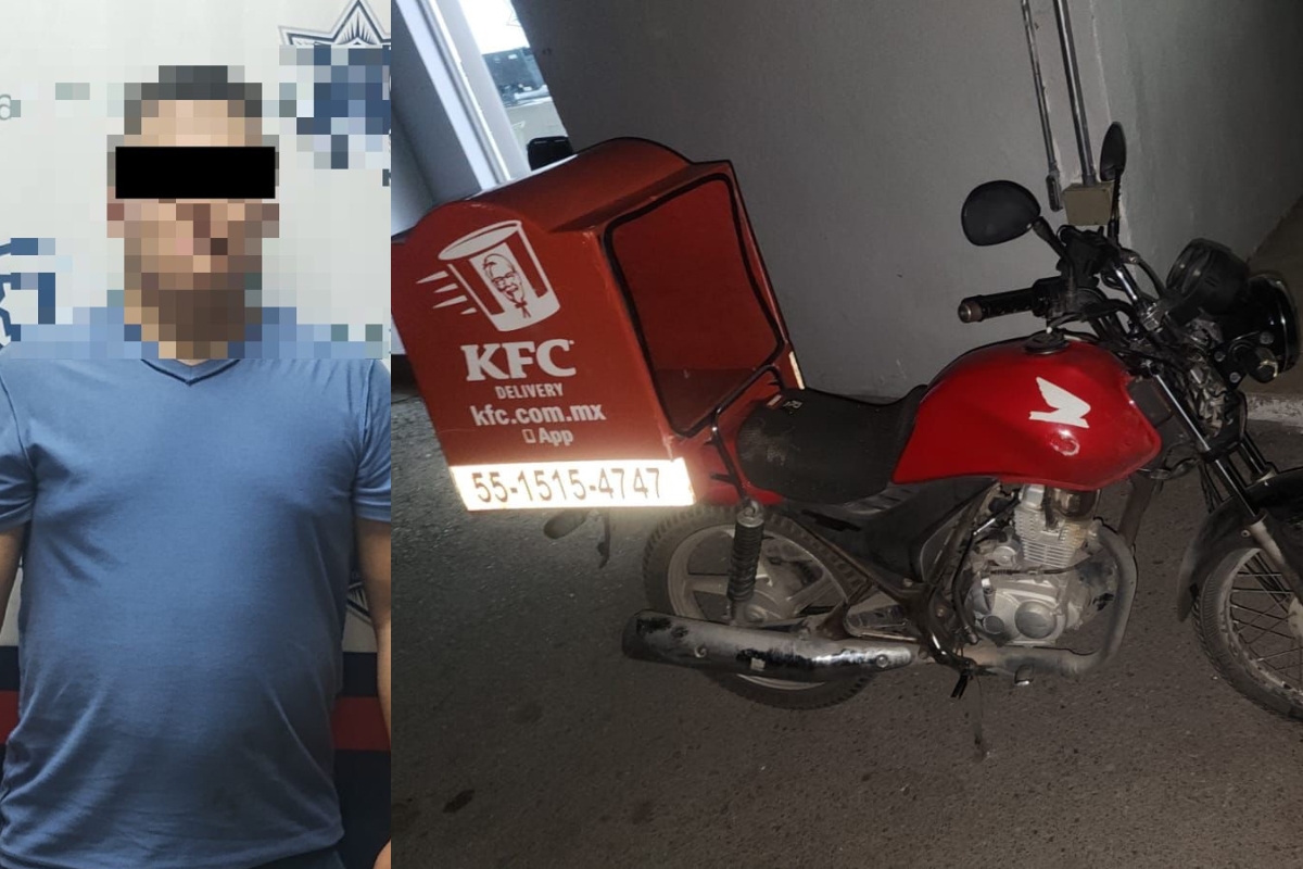 Hombre es detenido tras robar motocicleta de un restaurante, en el Centro de Torreón