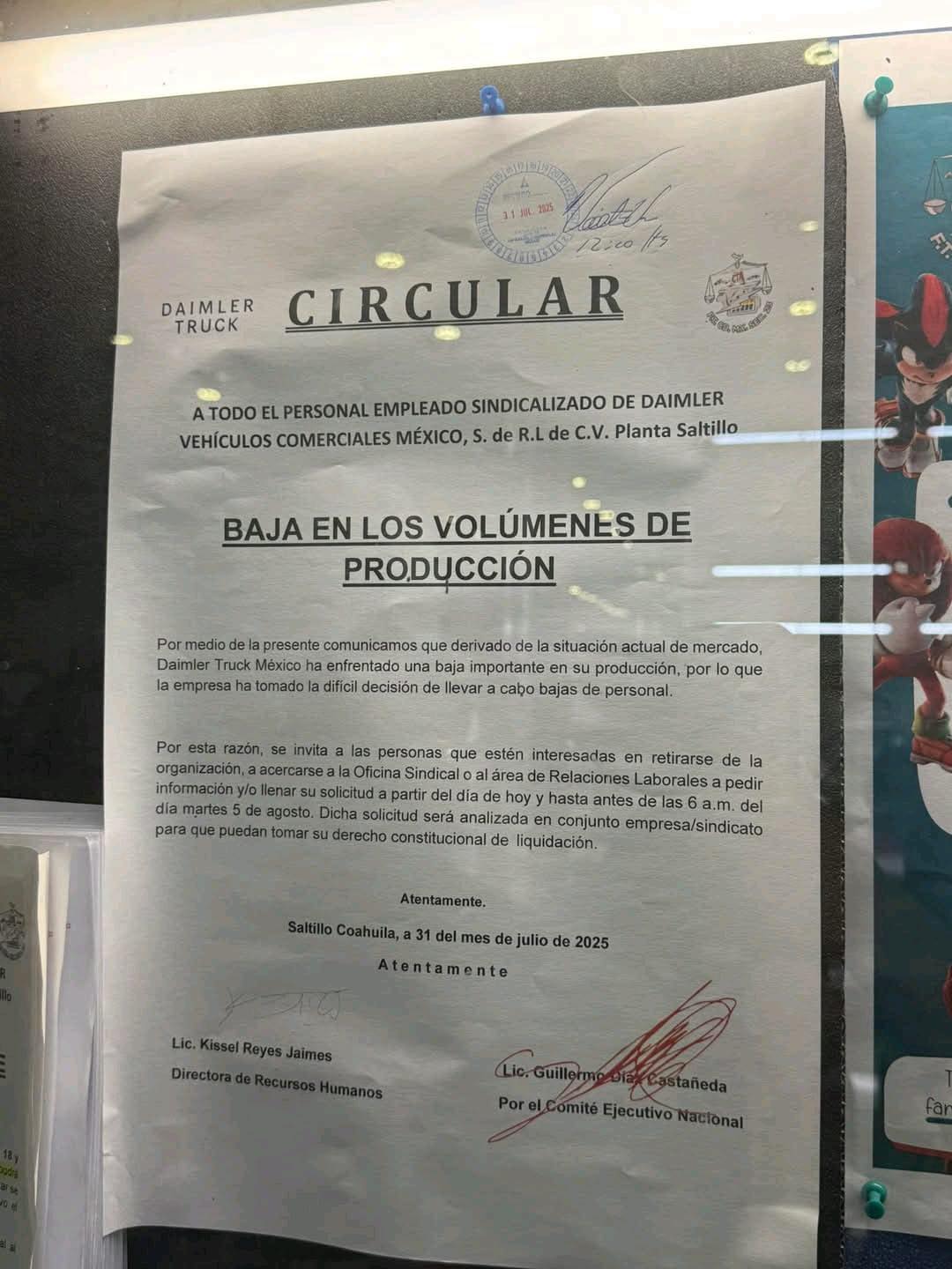 Implementa Daimler Truck en Derramadero recorte de personal por baja producción