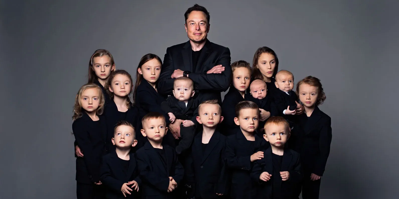 Imagen generada con inteligencia artificial de Elon Musk con sus hijos. Imagen: reve.art