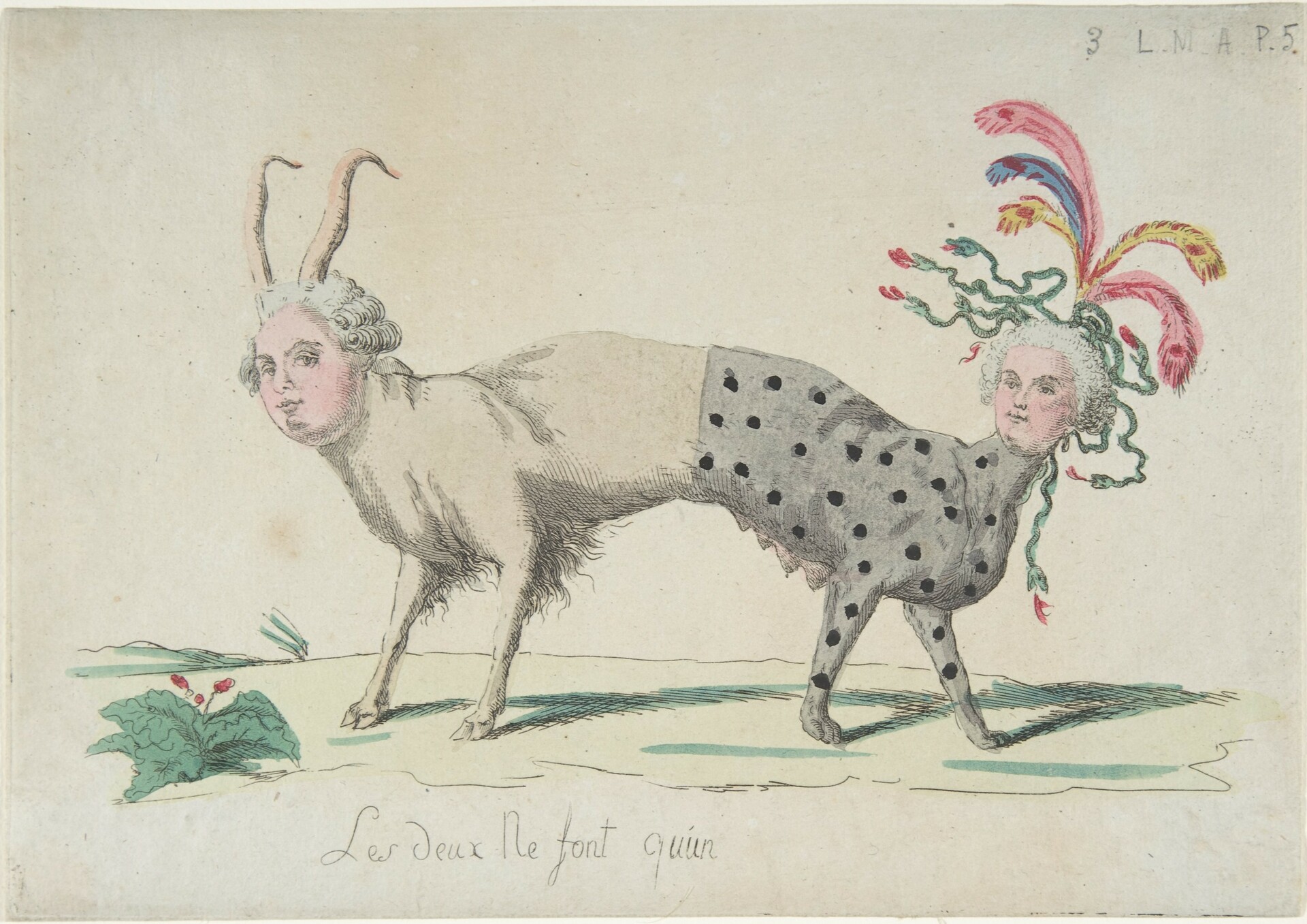 Los dos son solo uno (siglo XVIII), ilustración contra Luis XVI y María Antonieta de Austria en el contexto de la Revolución Francesa. Imagen: metmuseum.org
