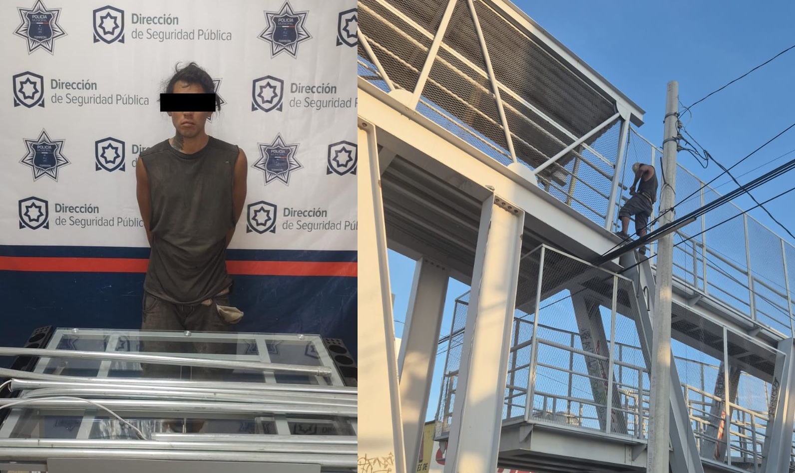 Policía Municipal detienen a sujeto por daños en puente peatonal