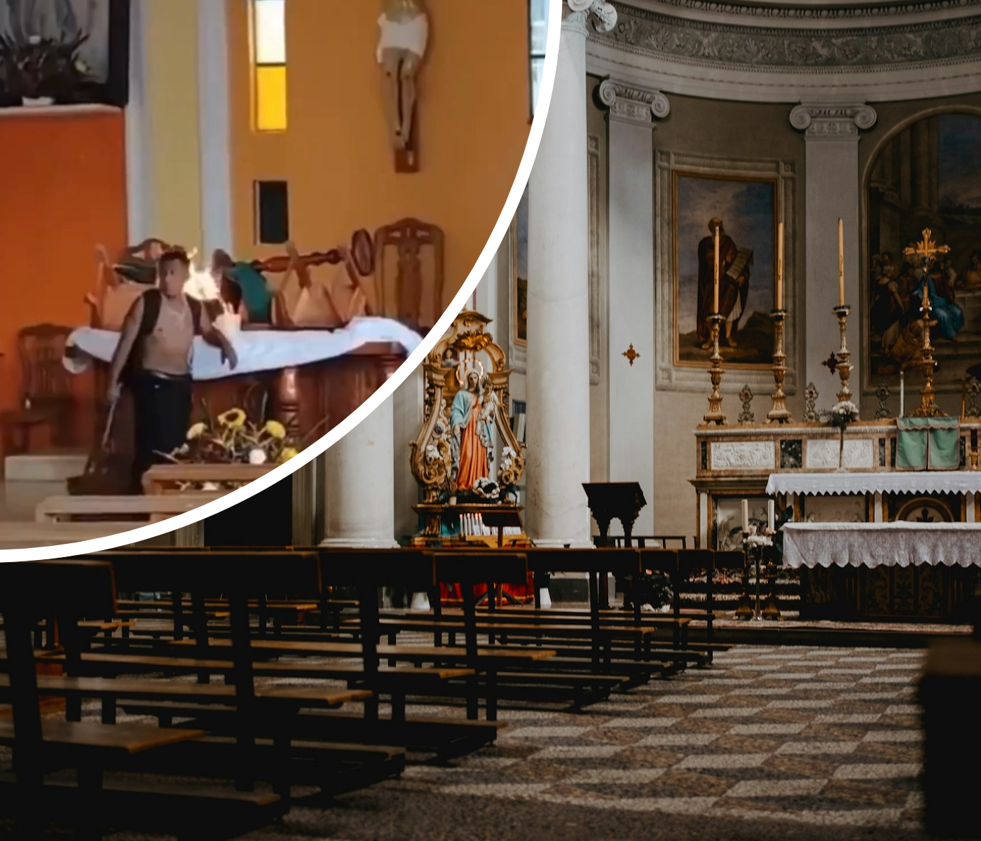 Hombre causa terror en iglesia de Veracruz, tras quemar altar y figuras religiosas. [Especial]