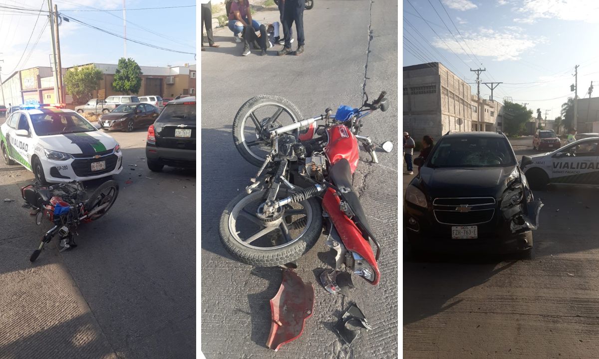 Arrollan a motociclista en el Parque Industrial de Gómez Palacio, fue hospitalizado
